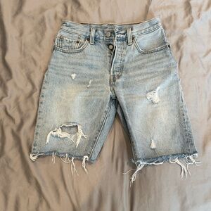 Levi's Distressed Light Blue Denim Shorts